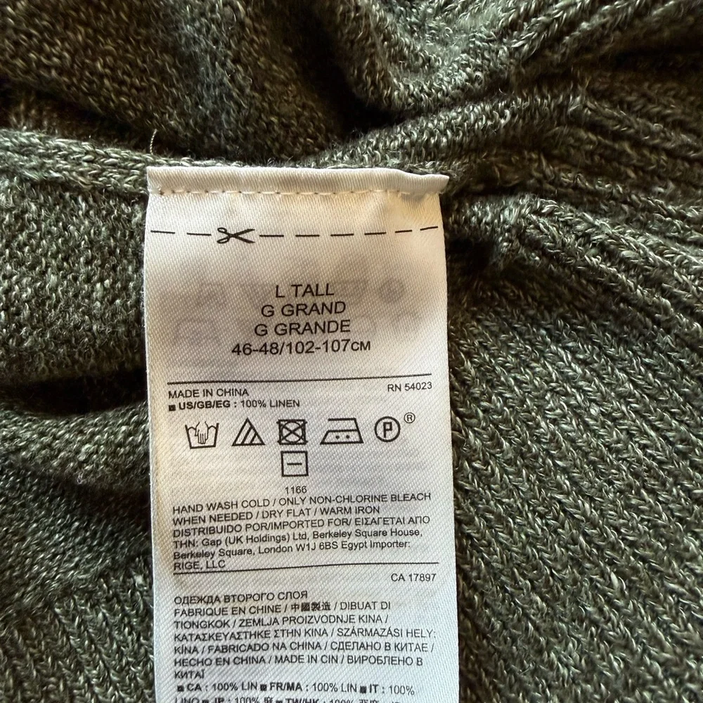 Banana Republic Italian Linen Sweater Mens L Tall Olive Green Lightweight Knit
